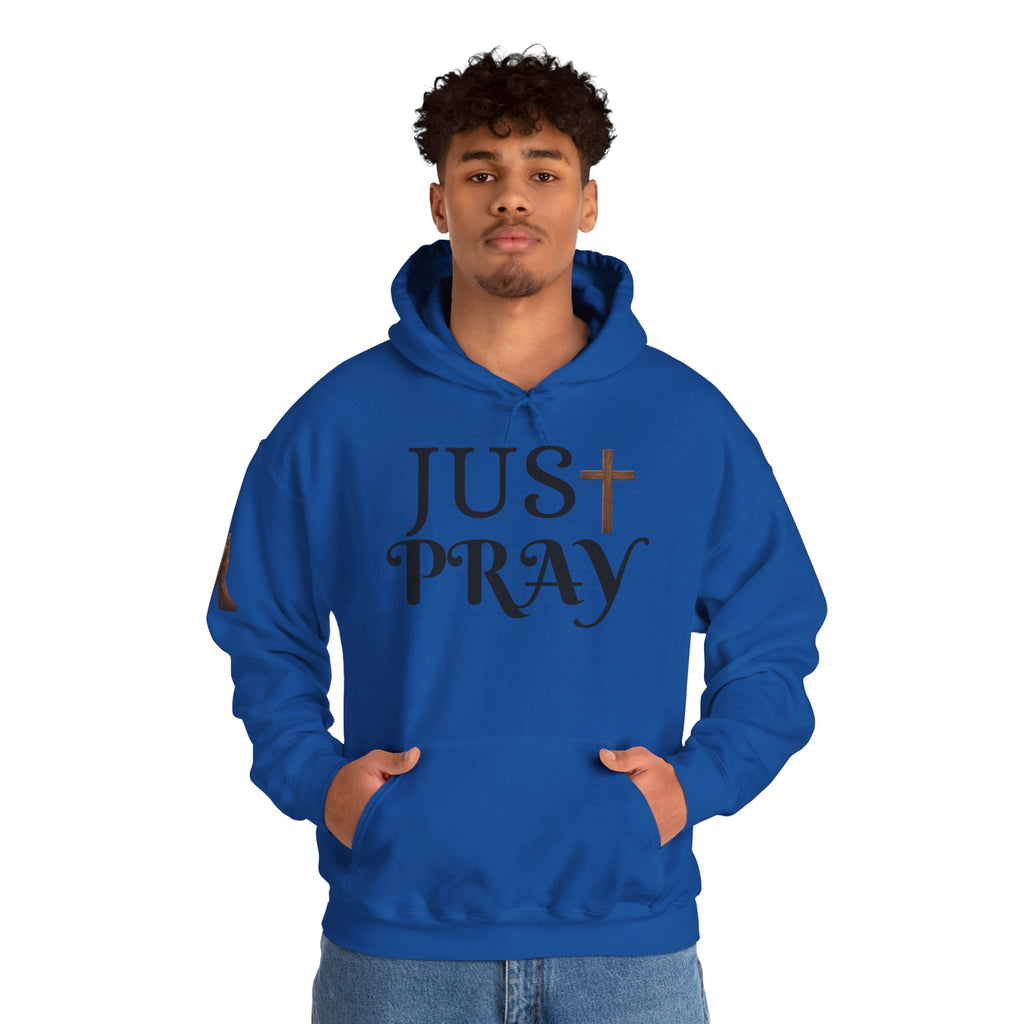 Just Pray Hoodie — Christian Faith Hoodie with Cross & Praying Hands