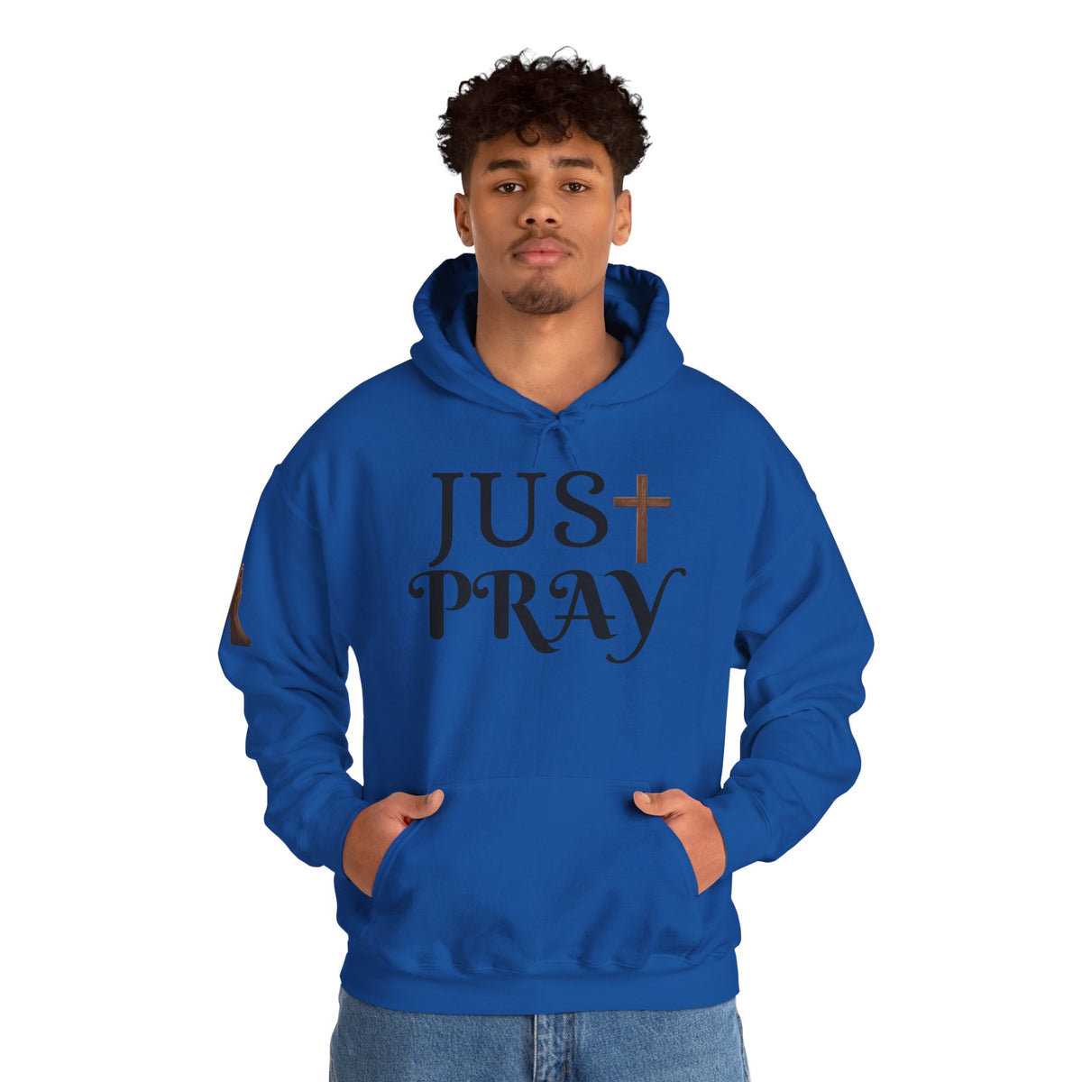 Just Pray Hoodie — Christian Faith Hoodie with Cross & Praying Hands