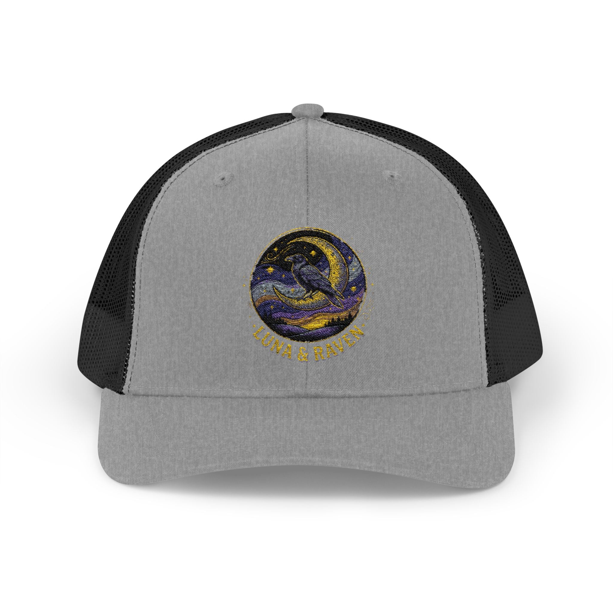 Luna & Raven Trucker Cap — Starry Night Embroidered Snapback