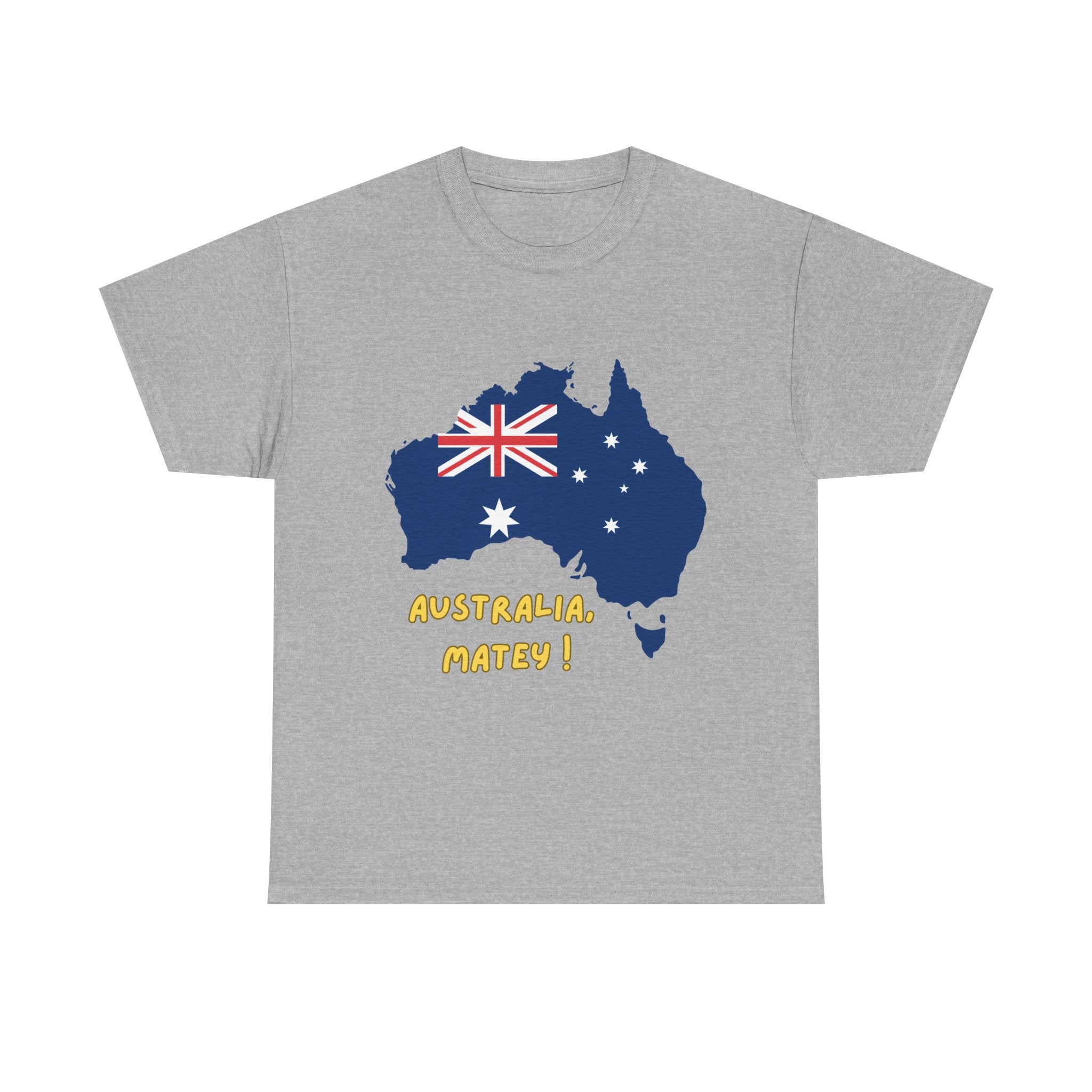 Australia Map Flag T‑Shirt – 'Australia Matey!' Patriotic Aussie Tee for Australia Day & Travel