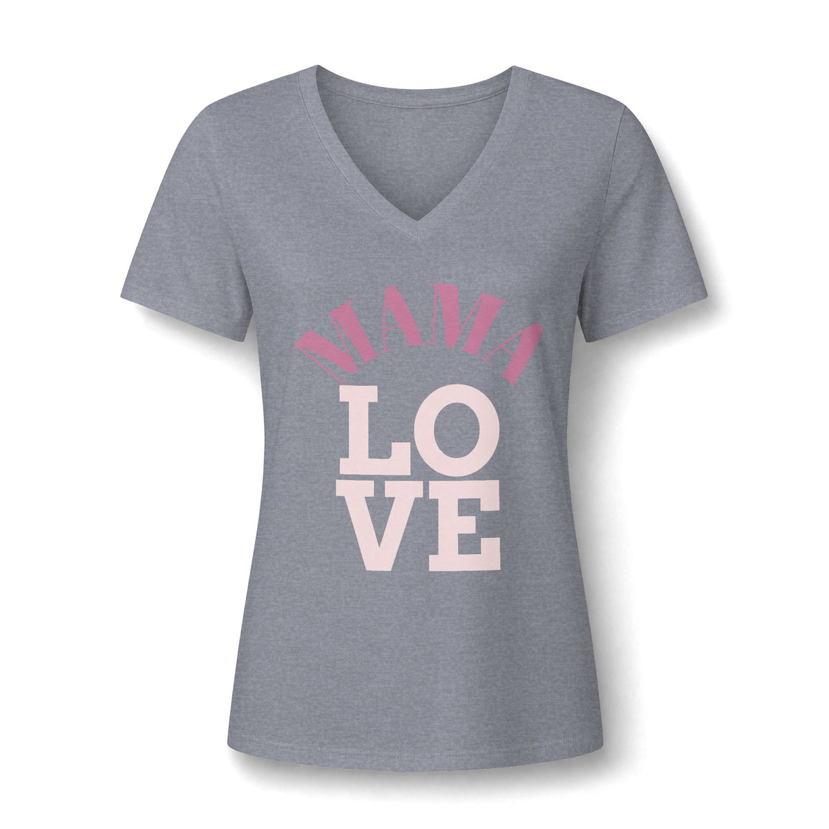 Mama Love V-Neck Tee — Women's Mother's Day Floral Typography Shirt