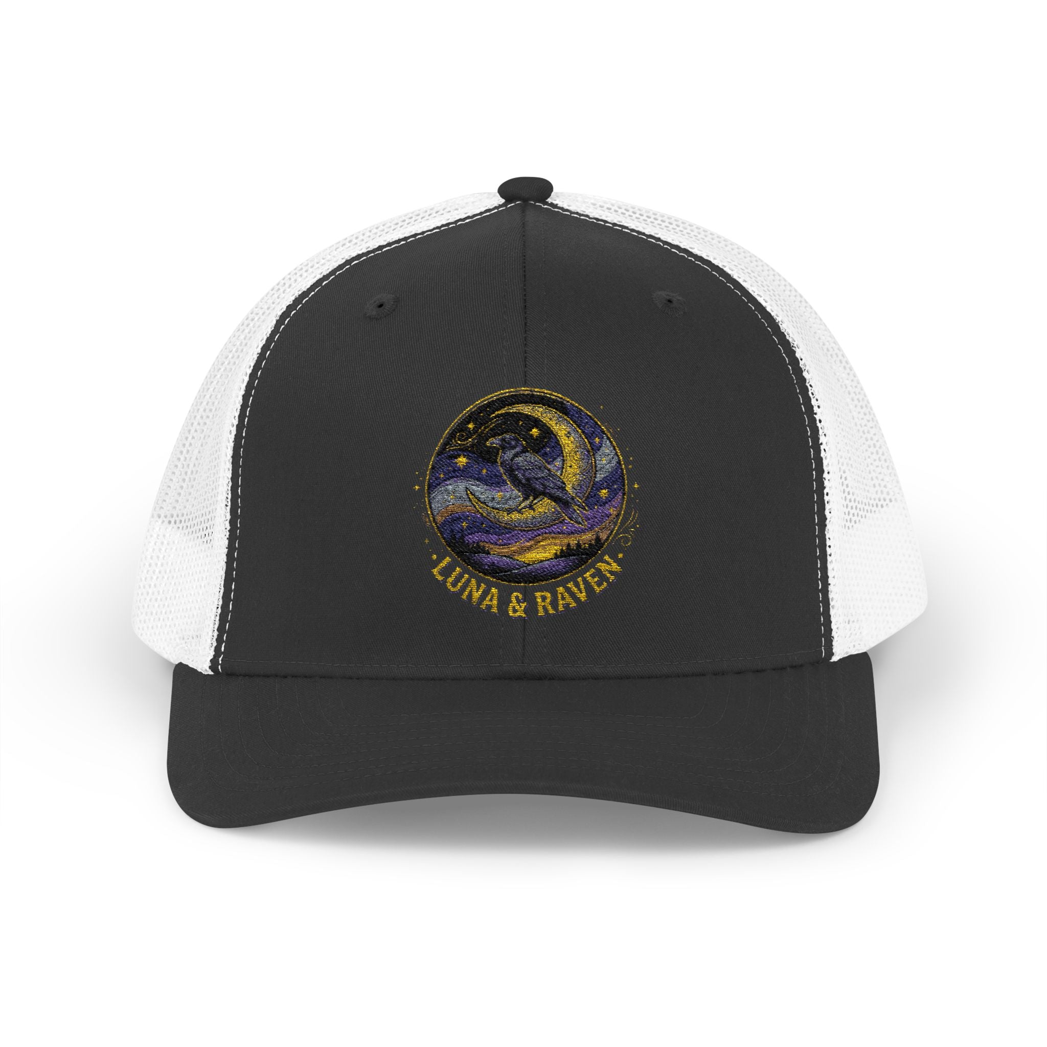 Luna & Raven Trucker Cap — Starry Night Embroidered Snapback