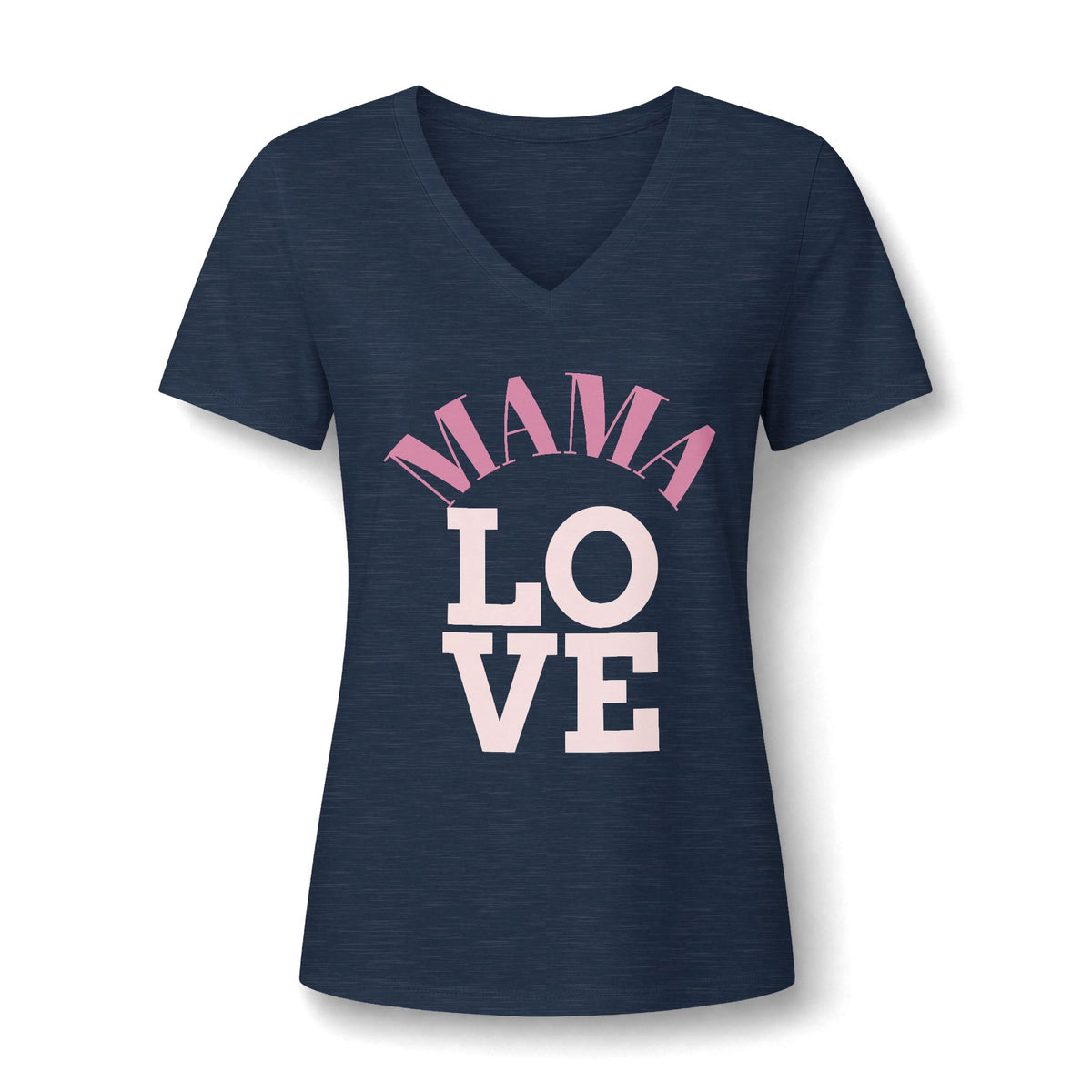 Mama Love V-Neck Tee — Women's Mother's Day Floral Typography Shirt