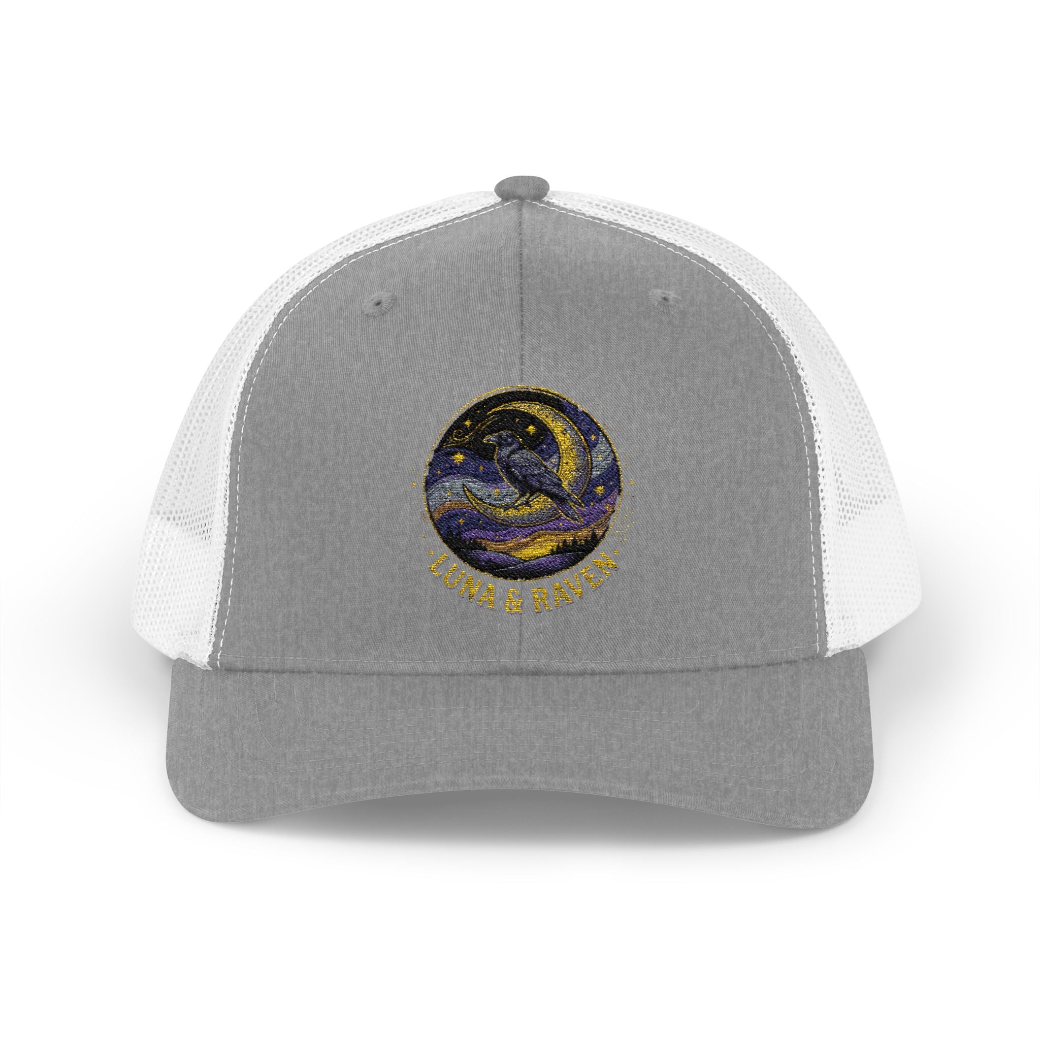 Luna & Raven Trucker Cap — Starry Night Embroidered Snapback