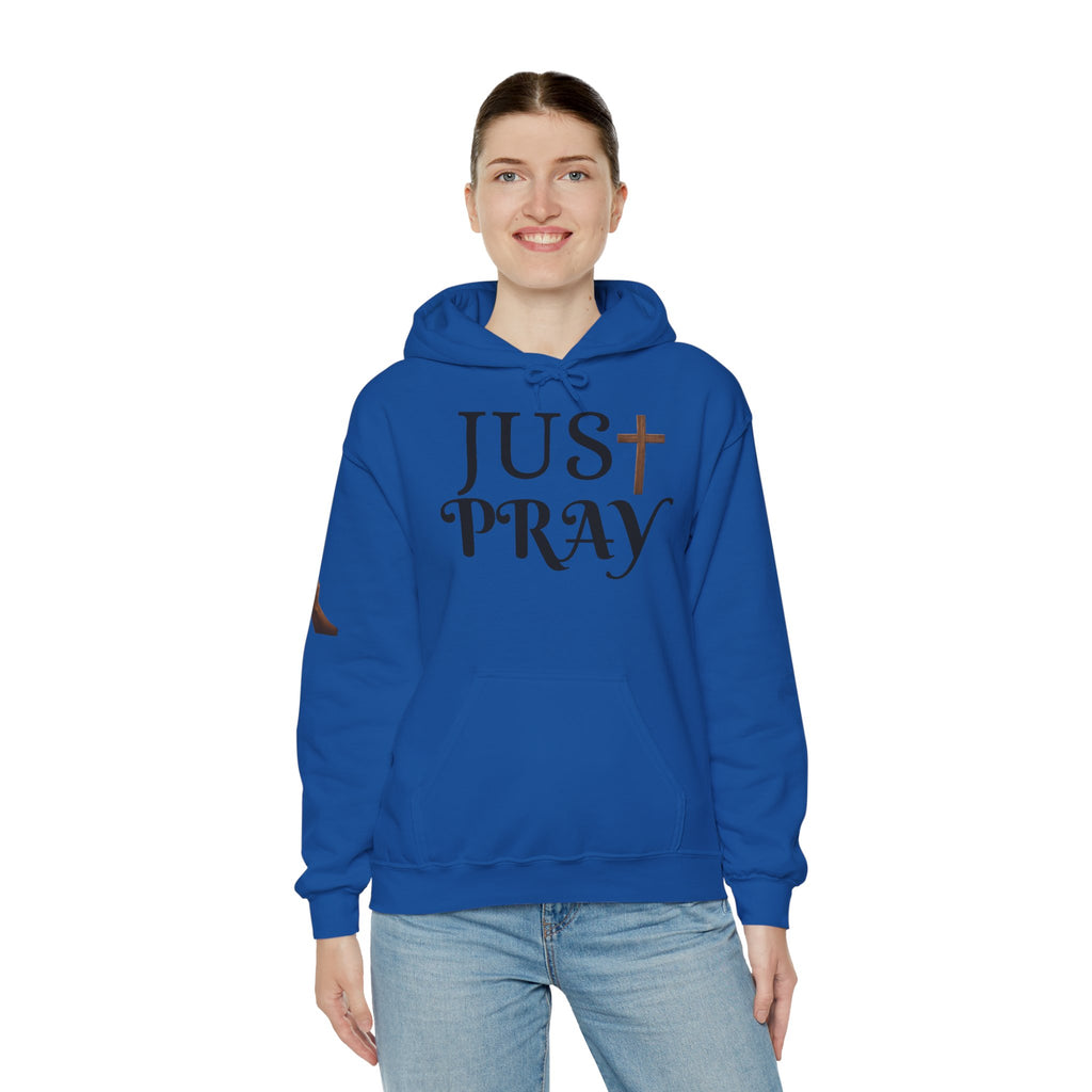 Just Pray Hoodie — Christian Faith Hoodie with Cross & Praying Hands