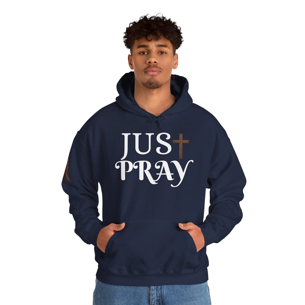 Just Pray Hoodie — Christian Faith Hoodie with Cross & Praying Hands
