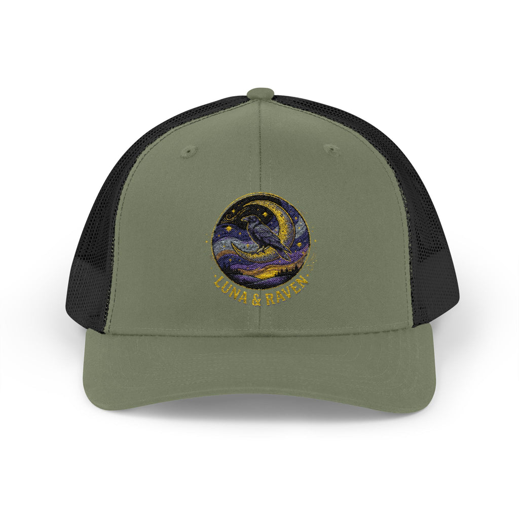 Luna & Raven Trucker Cap — Starry Night Embroidered Snapback