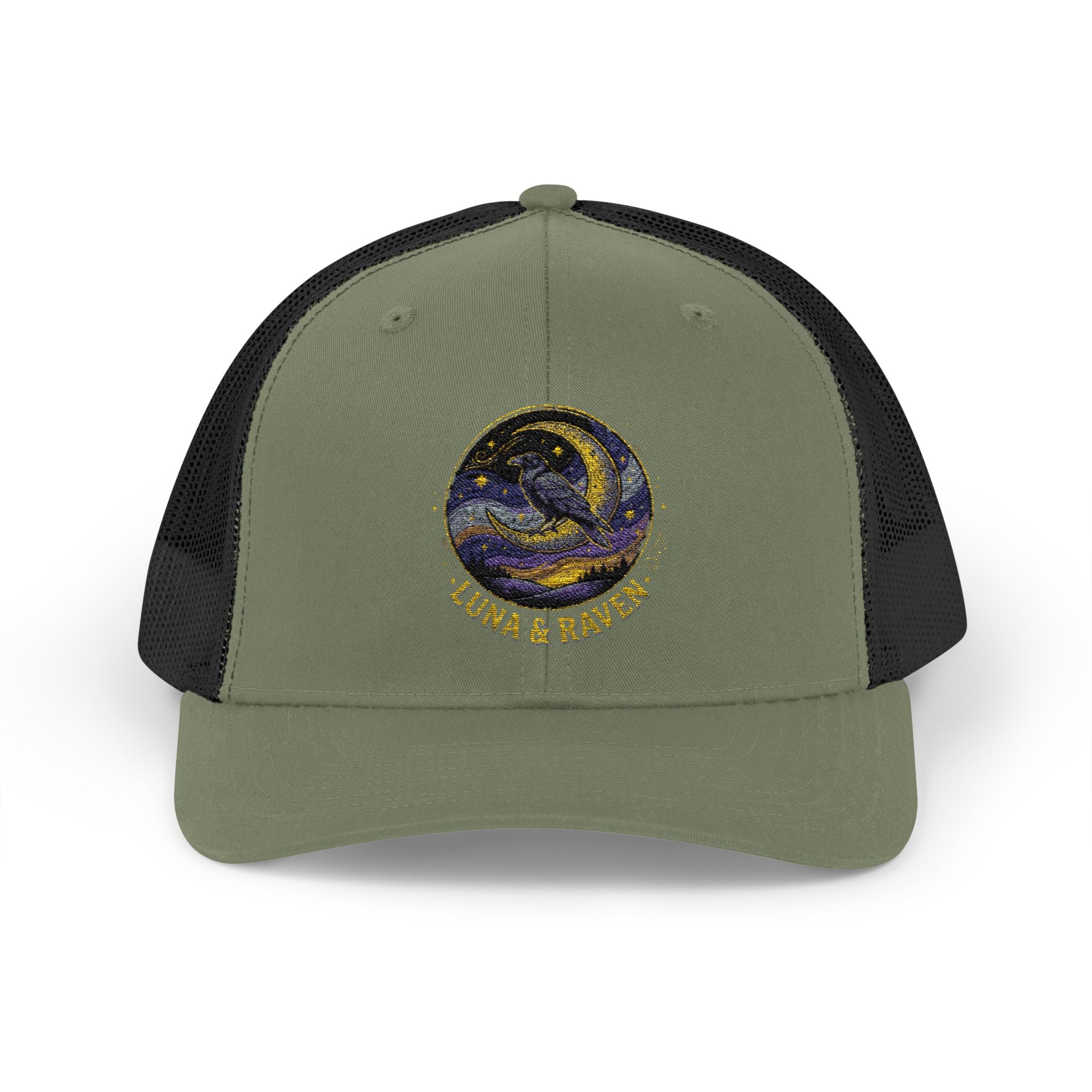 Luna & Raven Trucker Cap — Starry Night Embroidered Snapback