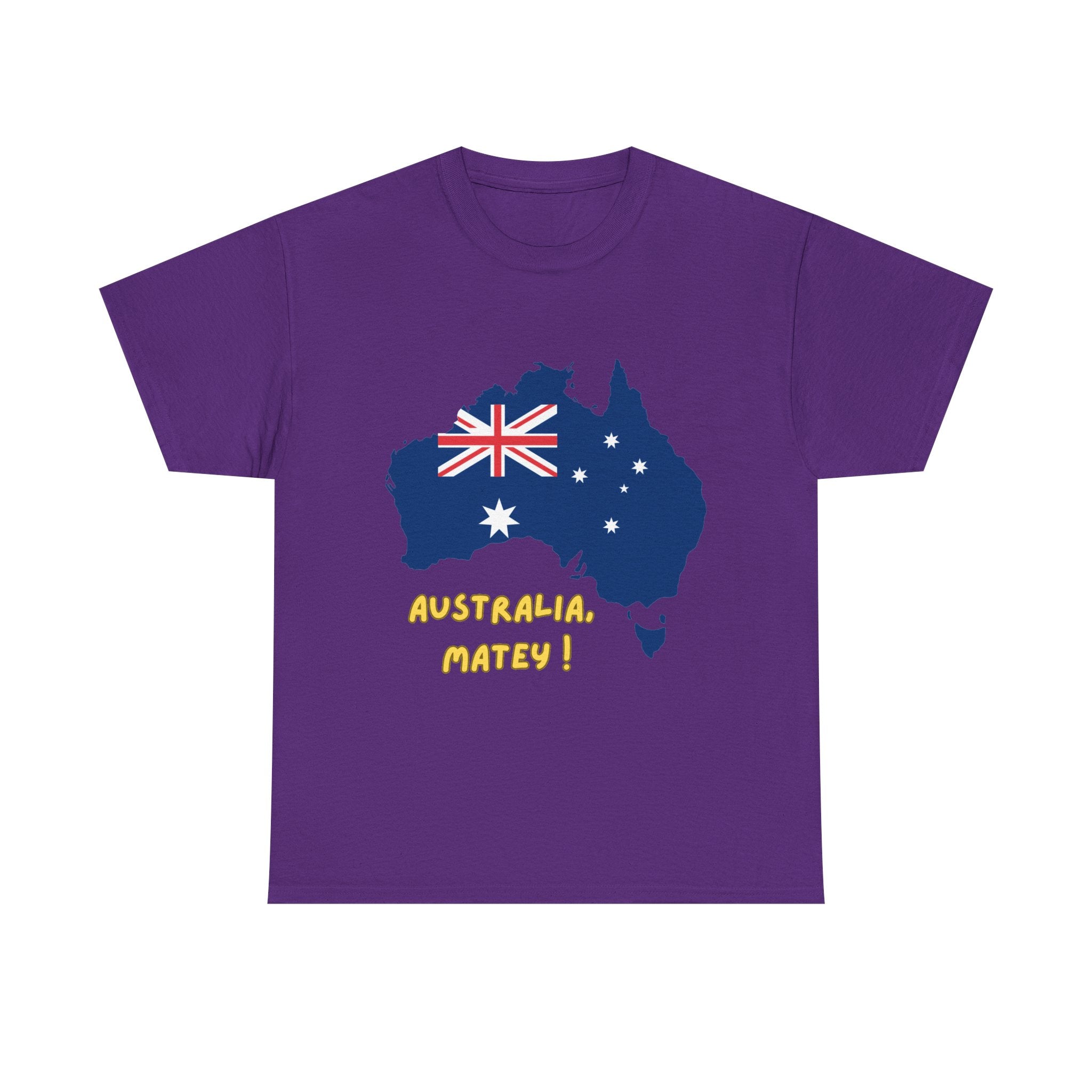 Australia Map Flag T‑Shirt – 'Australia Matey!' Patriotic Aussie Tee for Australia Day & Travel