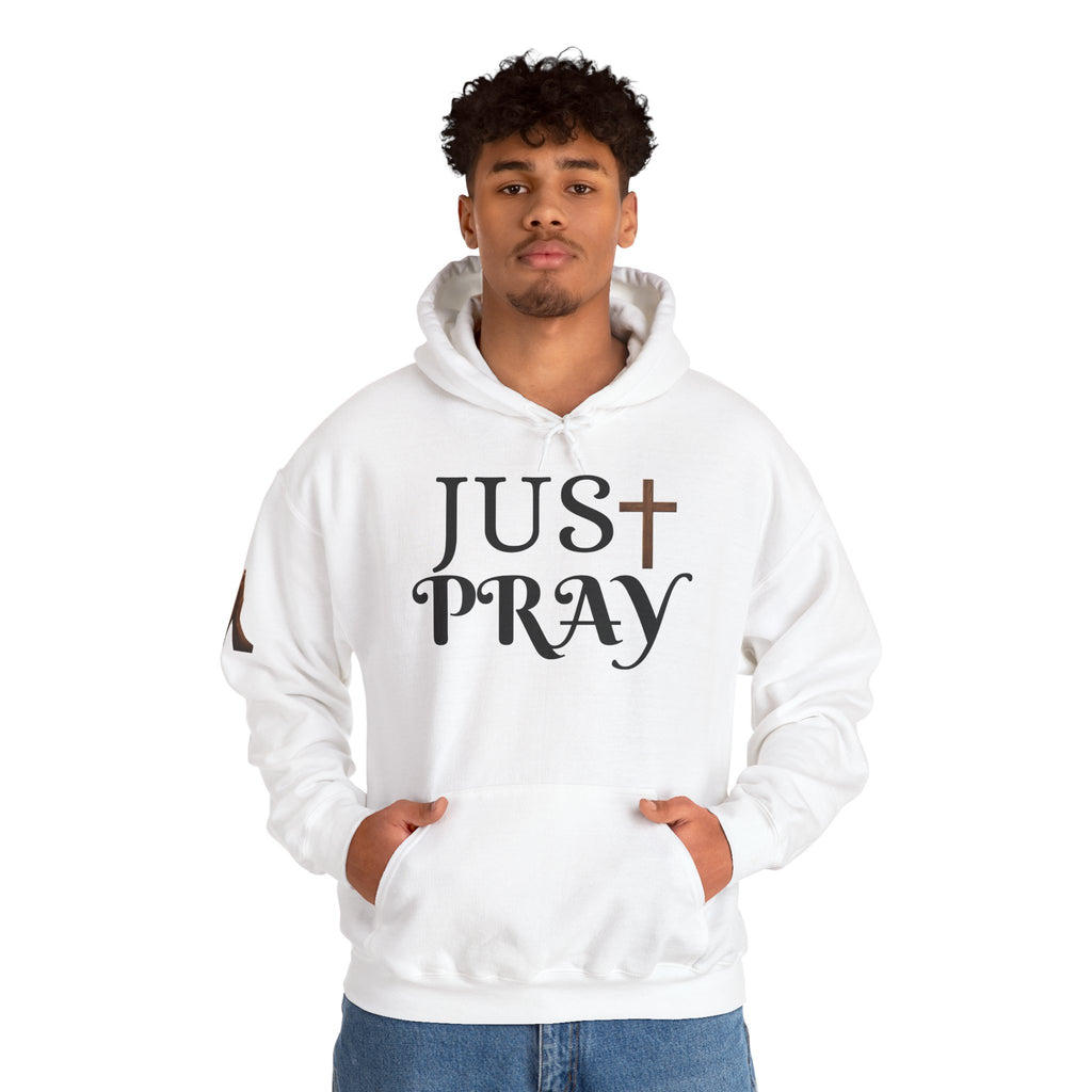 Just Pray Hoodie — Christian Faith Hoodie with Cross & Praying Hands