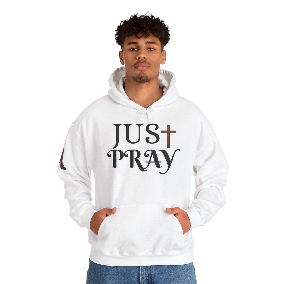 Just Pray Hoodie — Christian Faith Hoodie with Cross & Praying Hands