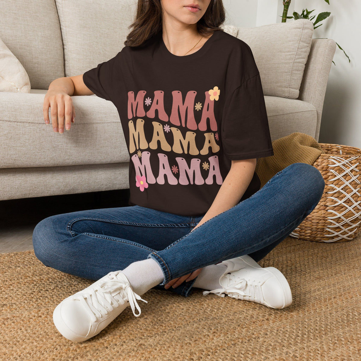 Mama Retro Floral Tee — ’MAMA’ Graphic Women’s T-Shirt