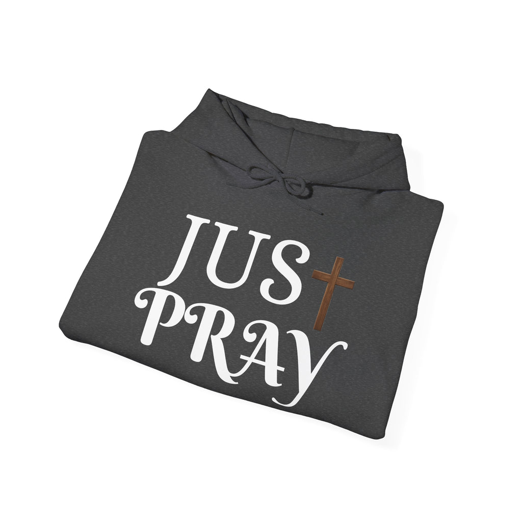 Just Pray Hoodie — Christian Faith Hoodie with Cross & Praying Hands