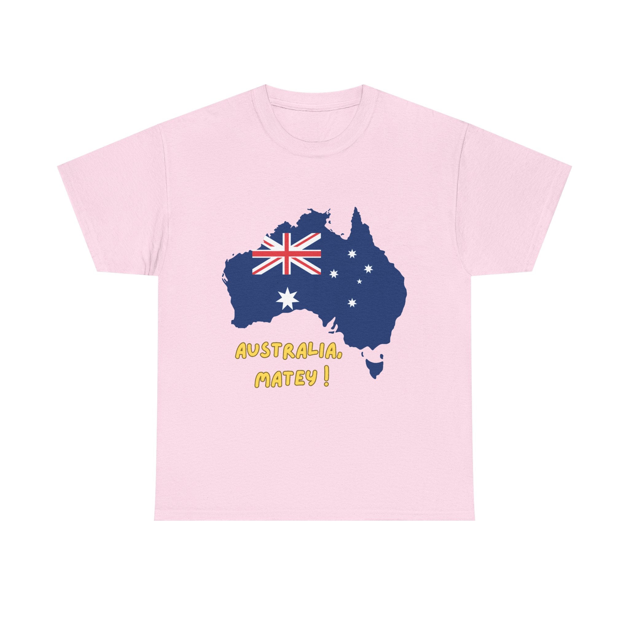 Australia Map Flag T‑Shirt – 'Australia Matey!' Patriotic Aussie Tee for Australia Day & Travel