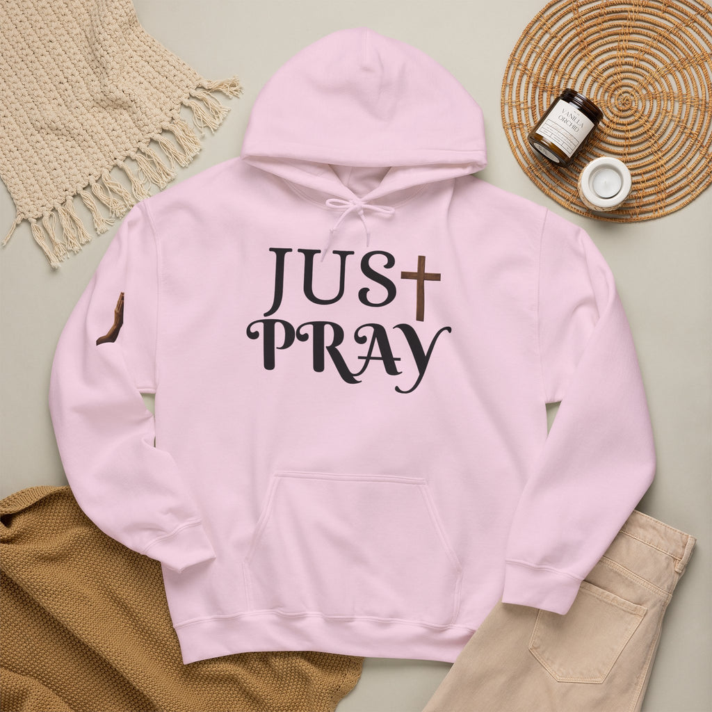 Just Pray Hoodie — Christian Faith Hoodie with Cross & Praying Hands