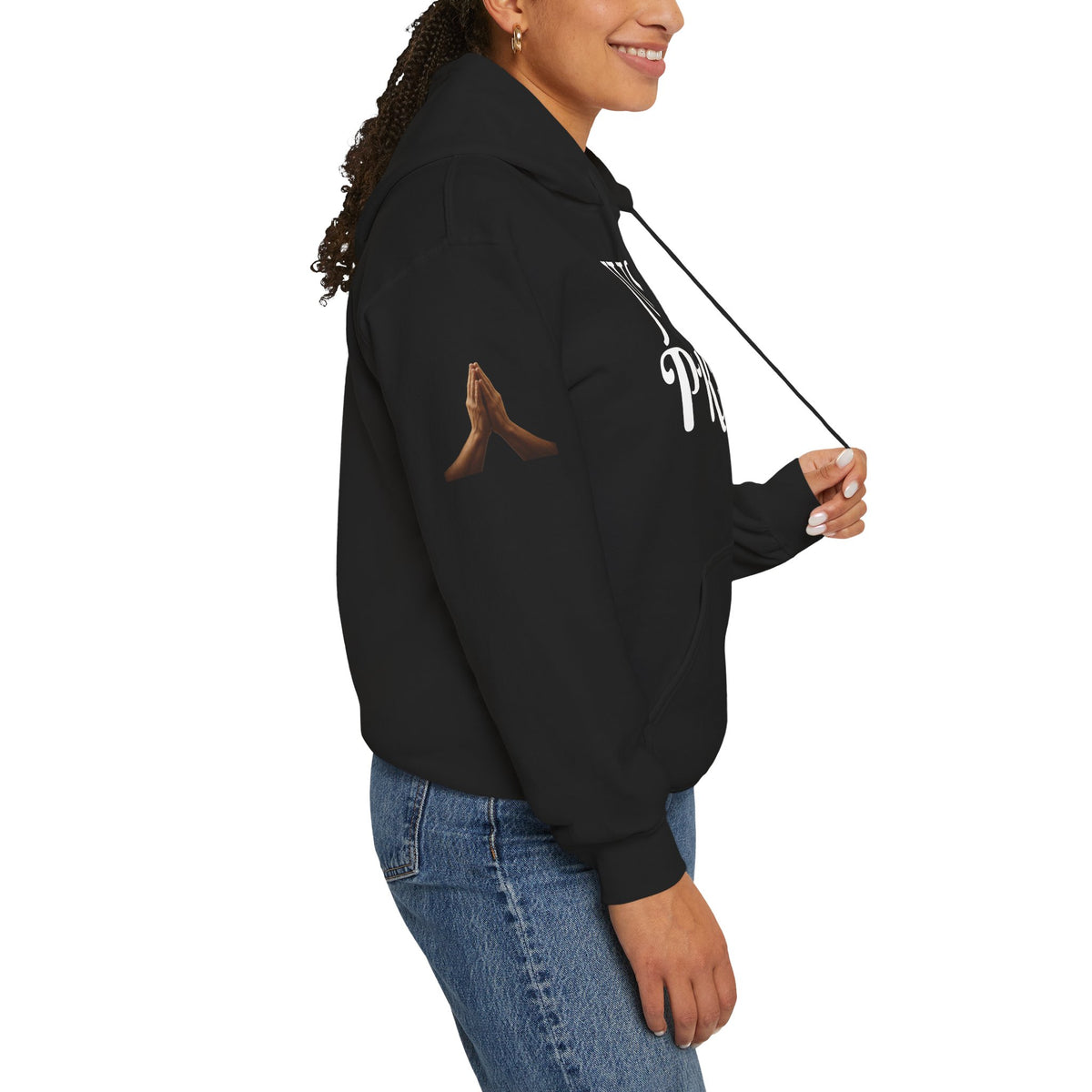 Just Pray Hoodie — Christian Faith Hoodie with Cross & Praying Hands