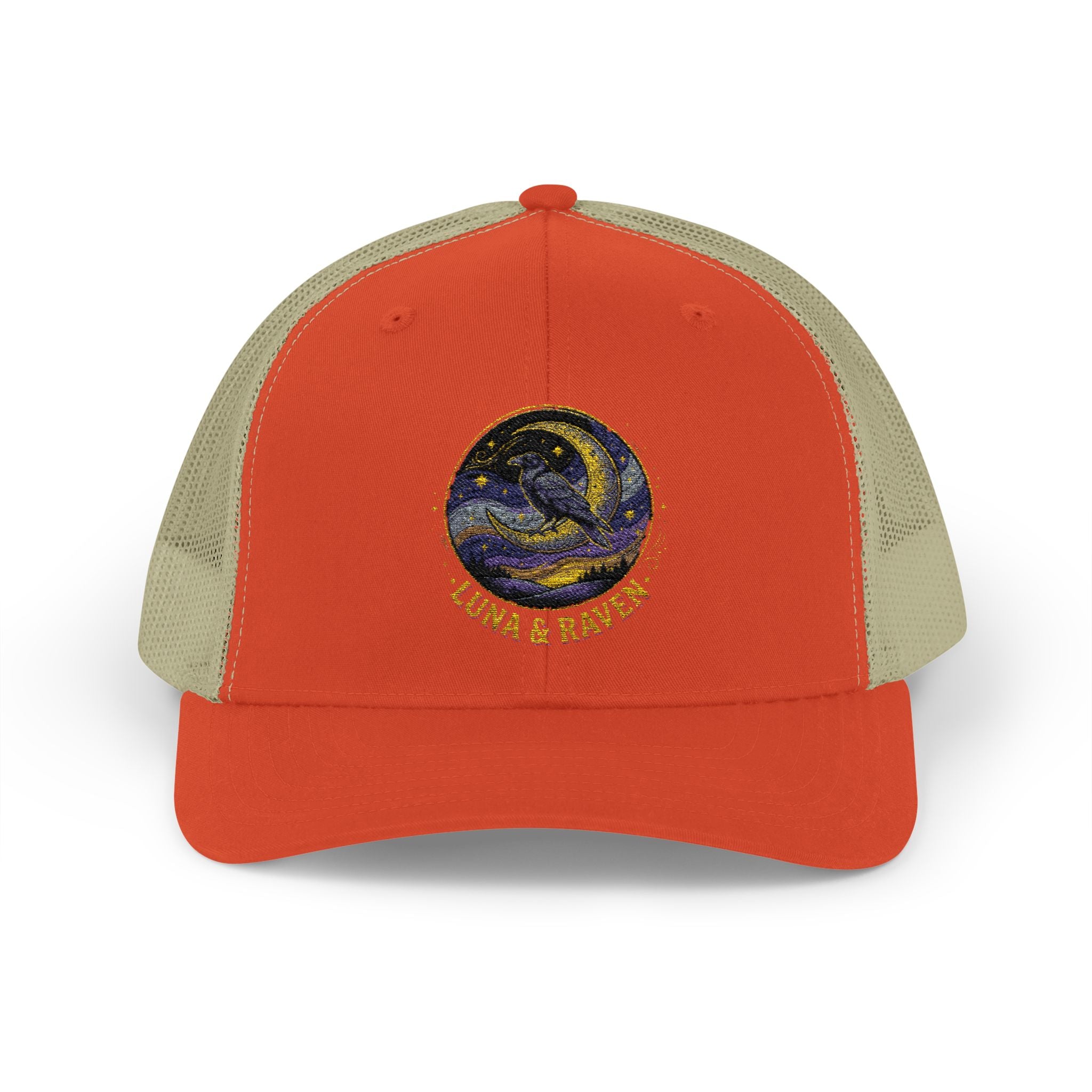 Luna & Raven Trucker Cap — Starry Night Embroidered Snapback