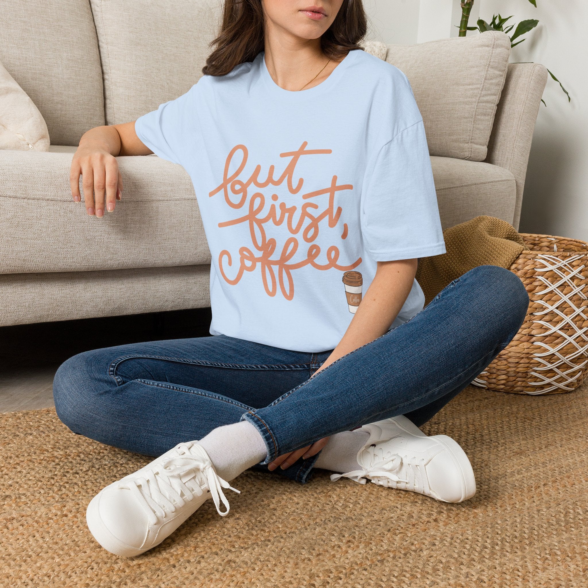 But First Coffee T‑Shirt — 'But First, Coffee' Script Tee for Coffee Lovers