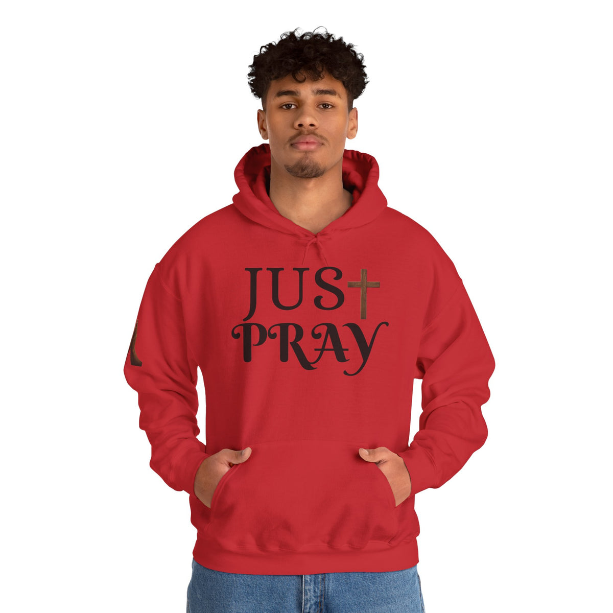 Just Pray Hoodie — Christian Faith Hoodie with Cross & Praying Hands