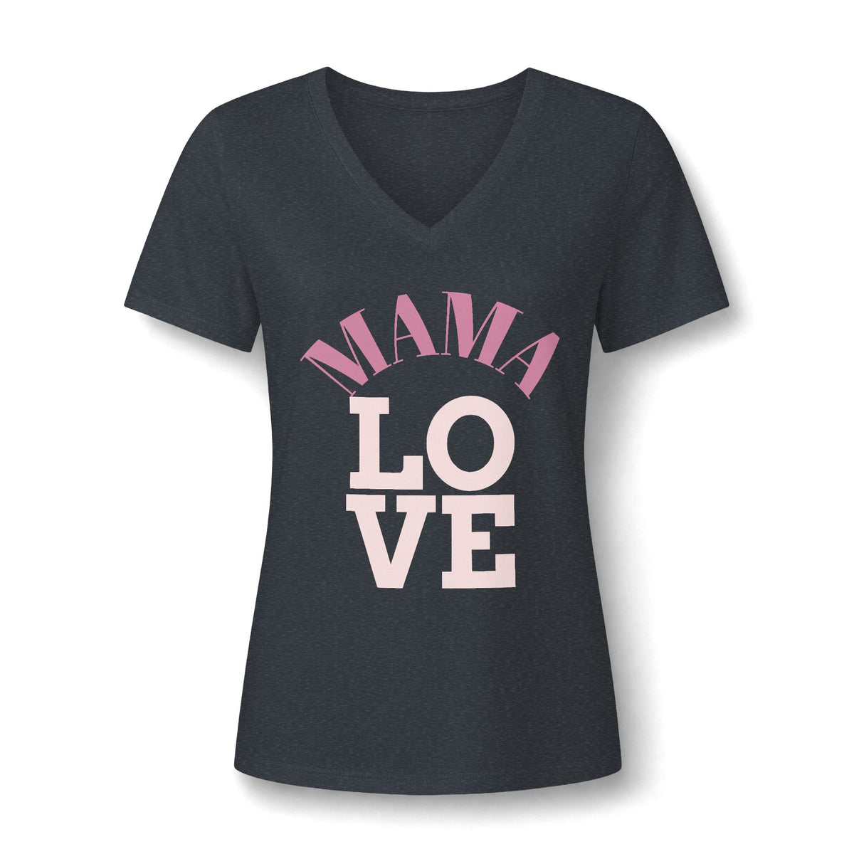 Mama Love V-Neck Tee — Women's Mother's Day Floral Typography Shirt