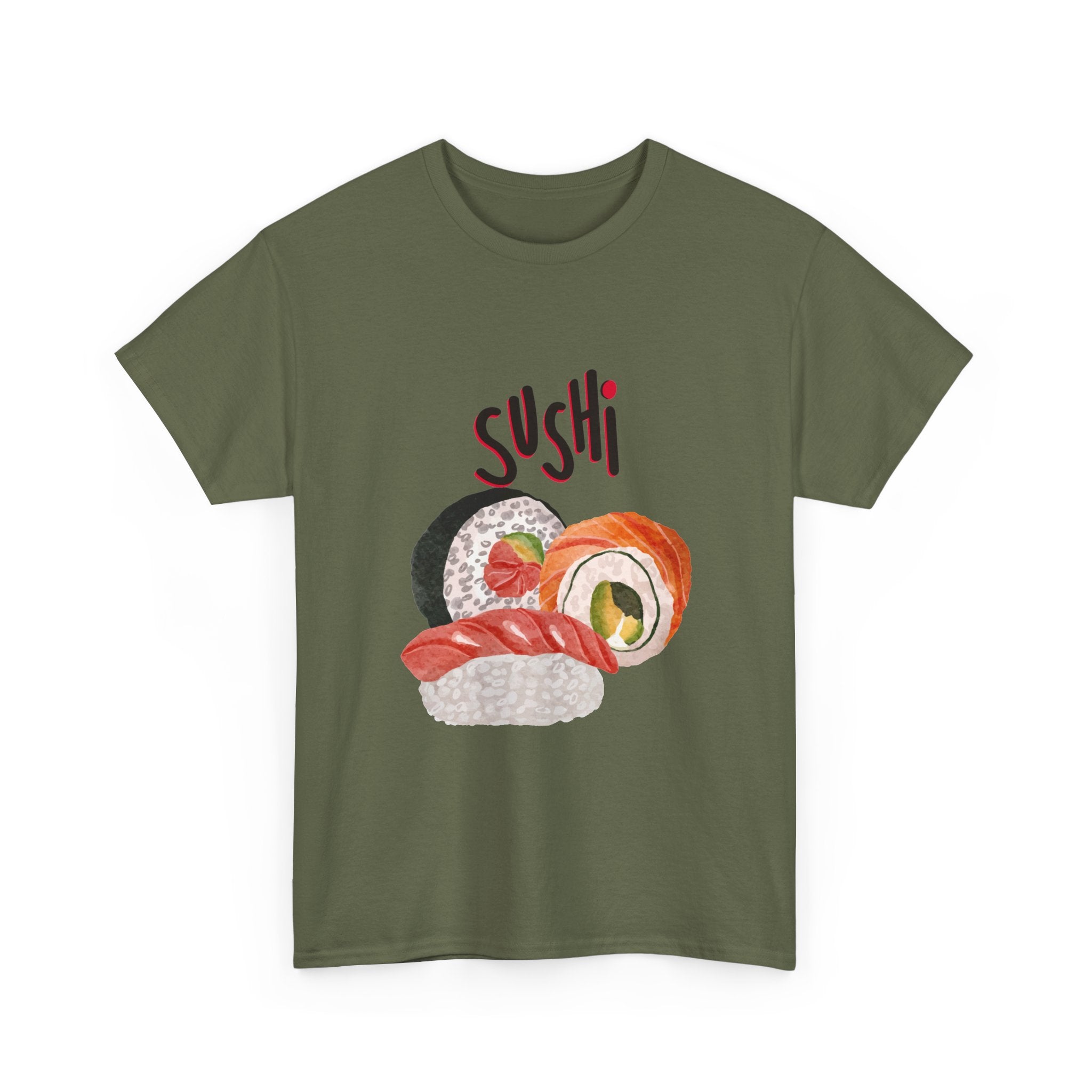 Sushi Graphic Tee — Cute Watercolor Sushi Roll & Nigiri T-Shirt
