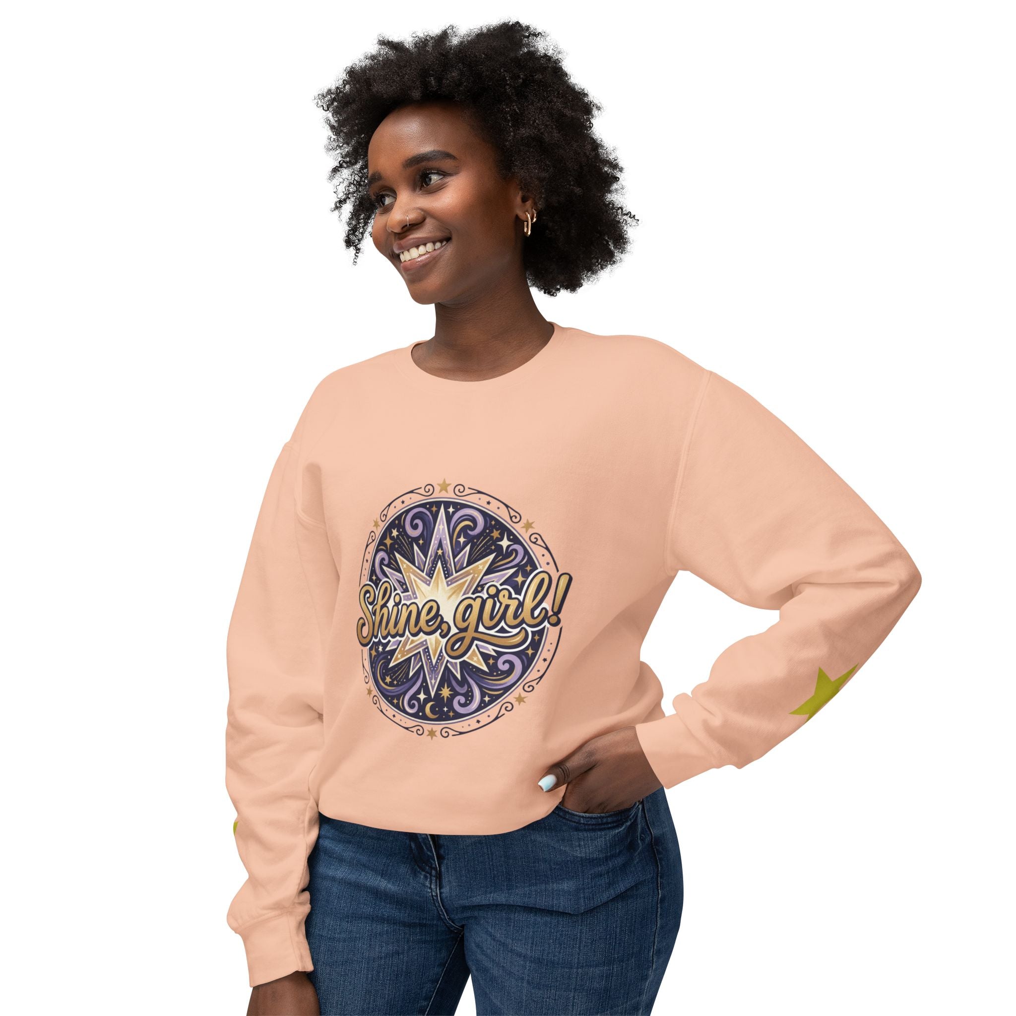 Shine Girl Crewneck Sweatshirt — Retro Star Graphic