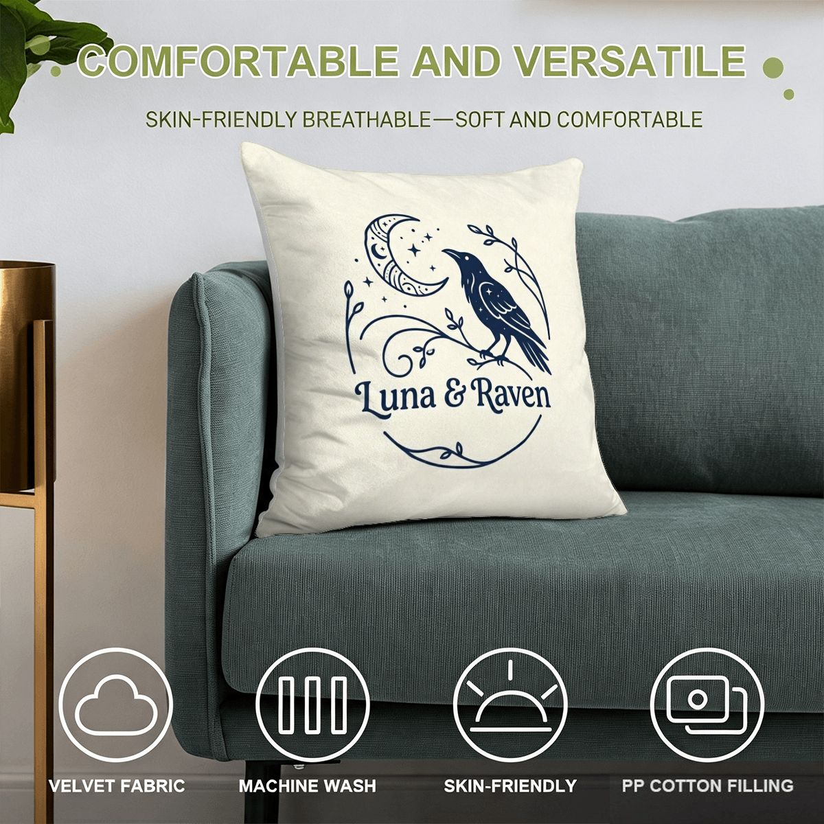 Luna & Raven Velvet Pillow Cover