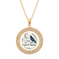 Round Rhinestone Pendant Necklace luna amp; raven logo (1)